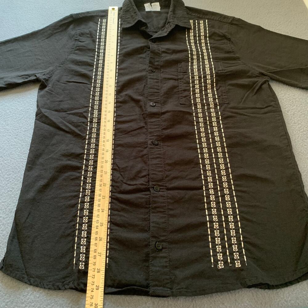 Mr Buho Guayabera 100% Linen Button Up Embroidered Shirt Short Sleeve Mexico Lg - Picture 6 of 8
